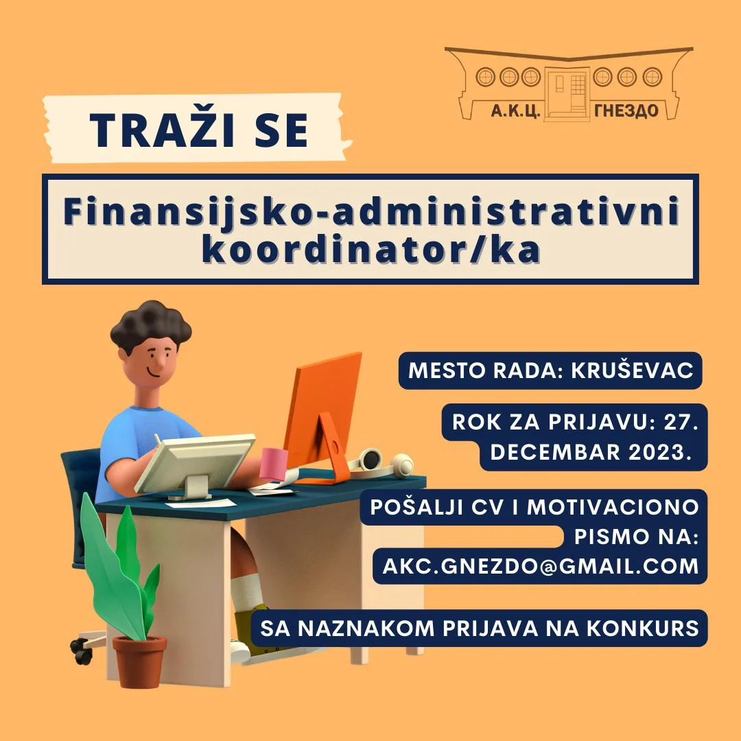 TRAŽIMO FINANSIJSKO ADMINISTRATIVNOG KOORDINATORA / KOORDINATORKU