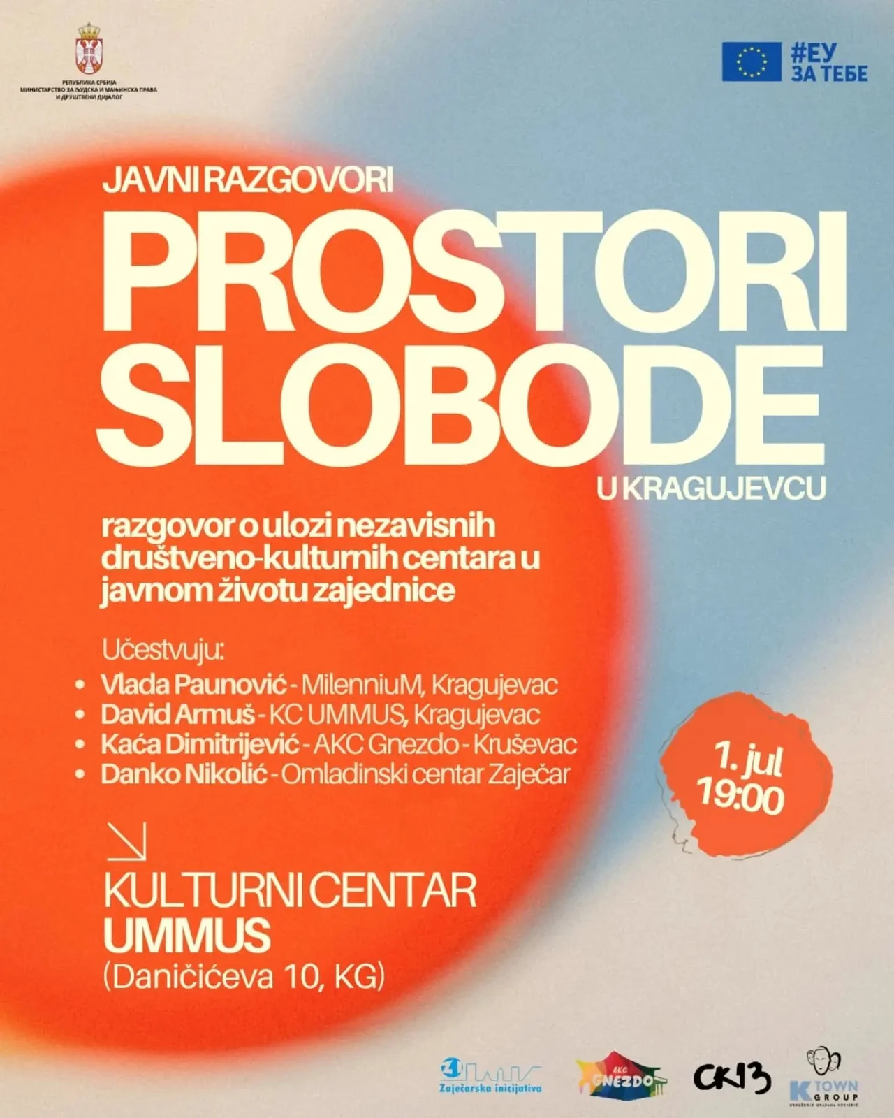 Javni razgovori - PROSTORI SLOBODE u Kragujevcu